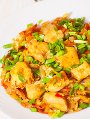 steamed vegetables with meat