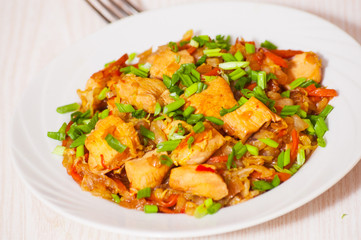 steamed vegetables with meat