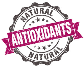 antioxidants grunge violet seal isolated on white