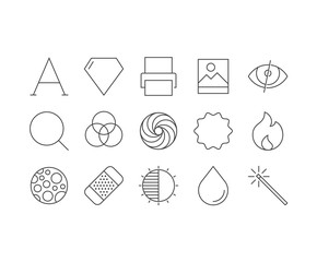 Set of thin mobile icons for image applications