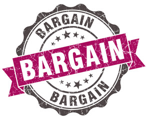 bargain grunge violet seal isolated on white