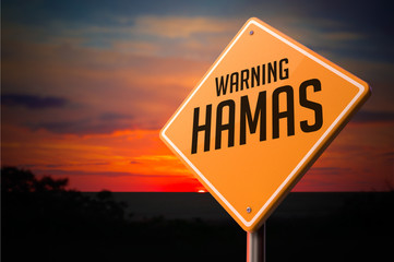 Hamas signboard during sunset