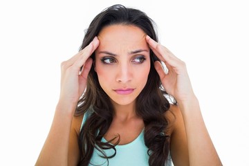 Fototapeta premium Pretty brunette with a headache