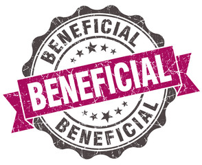 beneficial grunge violet seal isolated on white