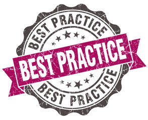 best practice grunge violet seal isolated on white