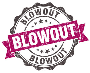 blowout grunge violet seal isolated on white