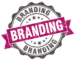 Obraz premium branding grunge violet seal isolated on white