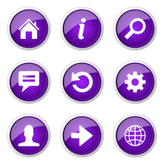 Web Internet Violet Vector Button Icon Design Set