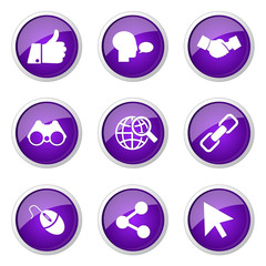 Social Internet Violet Vector Button Icon Design Set
