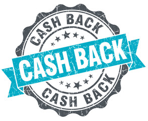 cash back vintage turquoise seal isolated on white