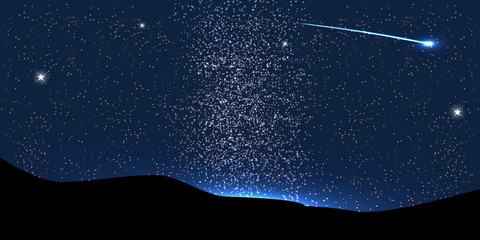 Comet Fly Around the Planet in Space. Vector Illustration. © olegganko