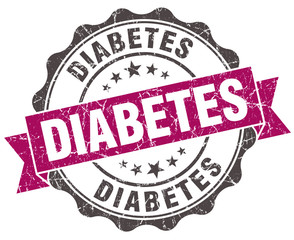 diabetes grunge violet seal isolated on white