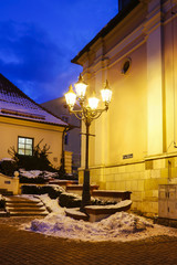 Beautiful ancient lantern in old town, Wieliczka, Poland.