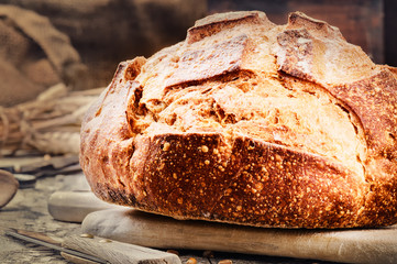 Freshly baked bread loaf