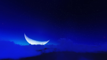 Fototapeta na wymiar Night stars in sky and cloud with moon