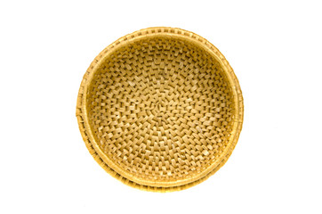 circle wicker empty basket isolated