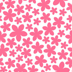 Seamless pattern with pink flowers