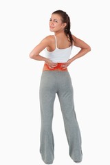 Fototapeta premium Back view of woman with backache