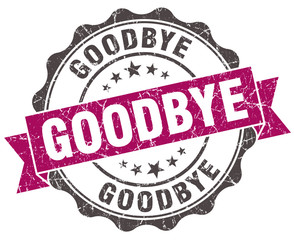 goodbye grunge violet seal isolated on white