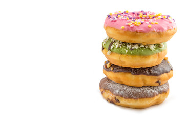 various glazed donuts isolate on white background