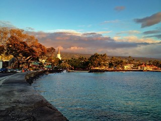 Sunset along Ali'i Drive in Kailua-Kona, Big Island of Hawaii