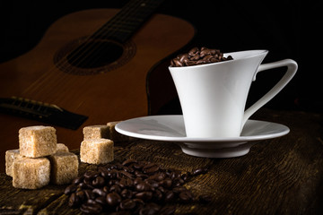 coffee cup and cane sugar