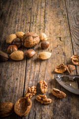 steel nutcracker and nuts