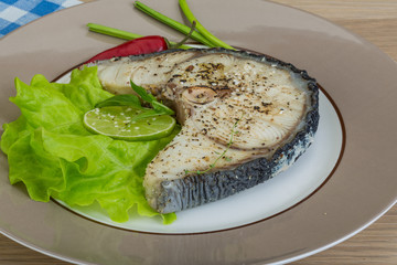 Grilled shark steak
