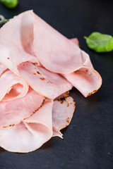 Ham on dark background