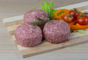 Raw burger cutlet