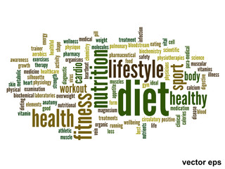 Vector conceptual health word cloud