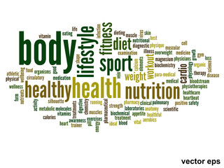 Vector conceptual health word cloud