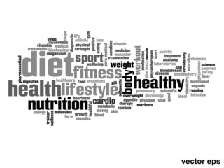 Vector conceptual health word cloud