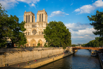 Notre Dame cathedral at late evening