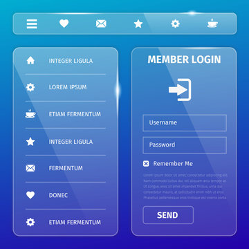transparent mobile user interface on blue