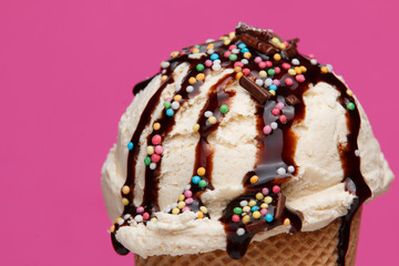 ice cream with topics on colorful background