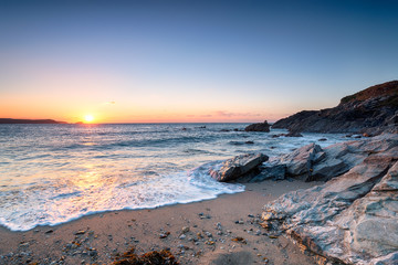 Fototapeta na wymiar Newquay Beach Sunset