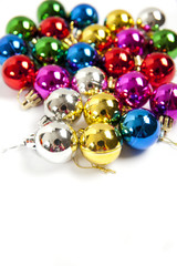 colorful christmas balls top view