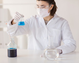 Fototapeta premium close up of scientist making test in lab
