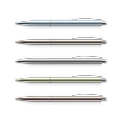 Vector Set of Blank Multicolored Metal Pens