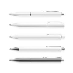 Vector Set of Blank Pens Isolated on White