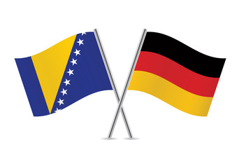 German and Bosnia and Herzegovina flags. Vector illustration.