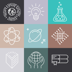 Vector linear science icons