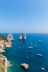 View of Faraglioni cliffs and the Tyrrhenian sea