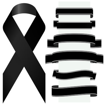 black mourning ribbon and banners