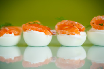 boiled eggs with salt red fish