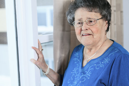 A lonely 90 years old grandmother in is apartment