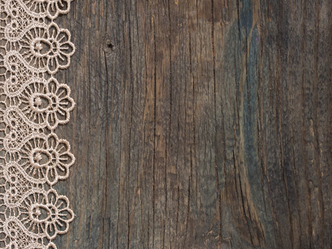 lace on the wooden background