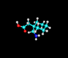 Gabapentin molecule isolated on black