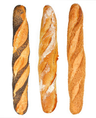 Baguettes de pain tradition, sésame et pavot